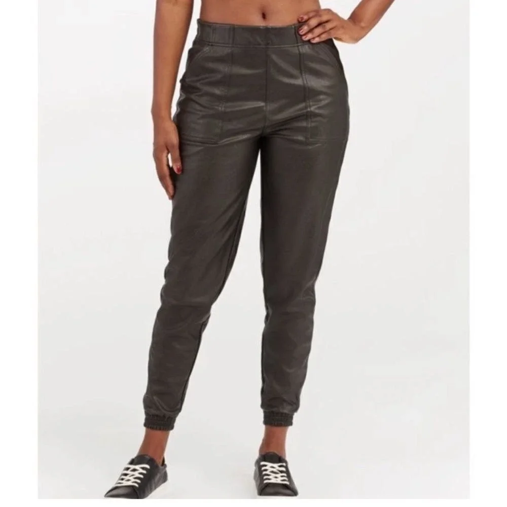 Spanx Leather Like Joggers Black Noir‎ Size XL Women's Spanx pants joggers